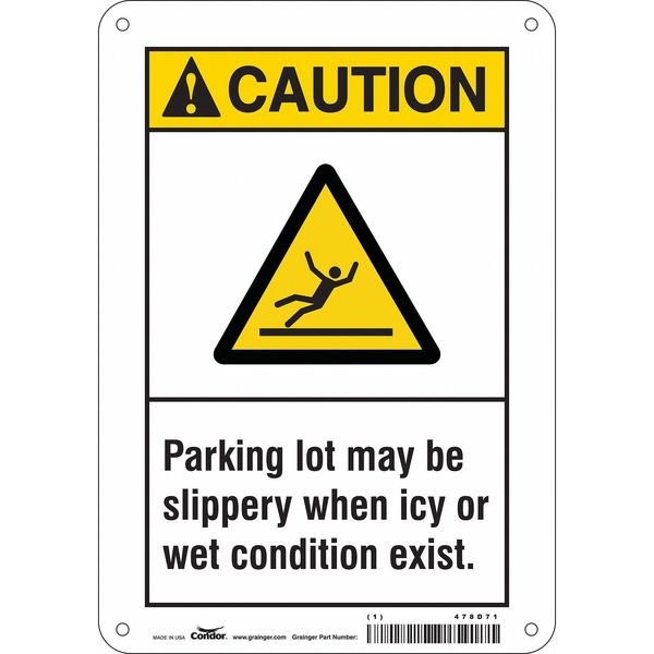 Safety Sign, 10 in Height, 7 in Width, Polyethylene, Horizontal Rectangle, English, 478D71, Condor, Mfr#: 478D71