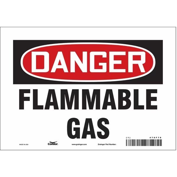 Danger Sign, 7 in H, 10 in W, Vinyl, Vertical Rectangle, English, 478F78, CONDOR, Mfr# 478F78