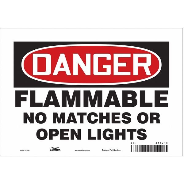 Safety Sign, 7 in Height, 10 in Width, Vinyl, Vertical Rectangle, English, 478J15, Condor, Mfr#: 478J15