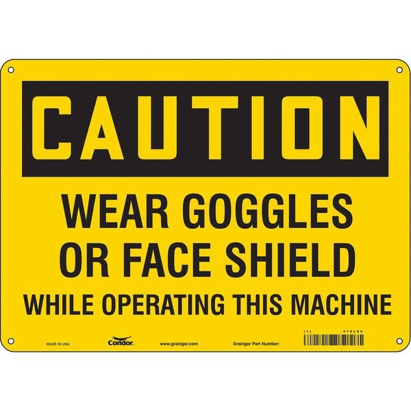 Safety Sign, 10 in Height, 14 in Width, Aluminum, Horizontal Rectangle, English, 478L80, CONDOR, Mfr# 478L80