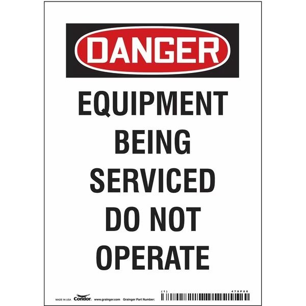 Safety Sign, 7 in Height, 5 in Width, Magnetic Vinyl, Vertical Rectangle, English, Condor, Mfr#: 478P06