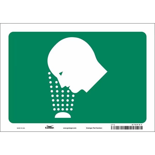 Safety Sign, 7 in Height, 10 in Width, Vinyl, Vertical Rectangle, No Text, CONDOR, Mfr# 478Y51