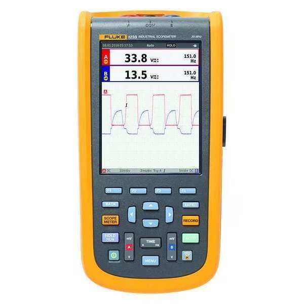 Compact Handheld Oscilloscope, 20 MHz, 2 Channels, 5.7 in Color TFT, Fluke, Mfr#: FLUKE-123B/WWG