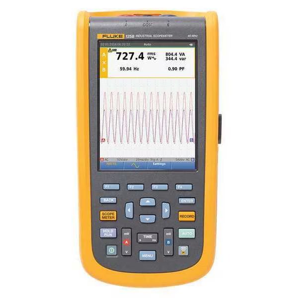 Compact Handheld Oscilloscope, 40 MHz, 2 Channels, 5.7 in Color TFT, Fluke, Mfr#: FLUKE-125B/WWG