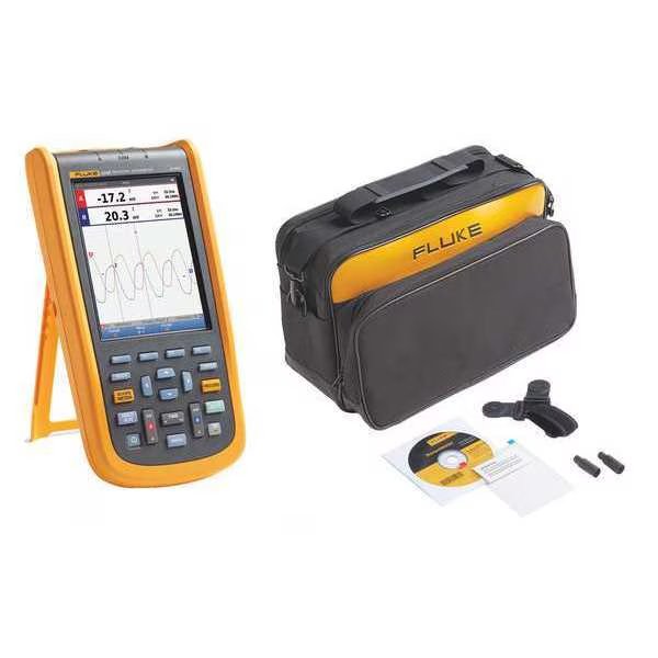 Compact Handheld Oscilloscope, 40 MHz, 2 Channels, 5.7 in Color TFT, Fluke, Mfr#: FLUKE-124BS/WWG