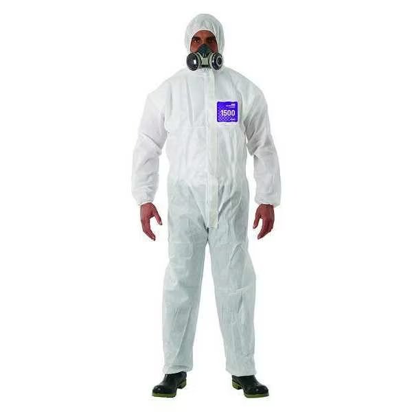 Coveralls, 25 PK, White, SMS, Zipper, Ansell, Mfr#: WH15-S-92-101-04