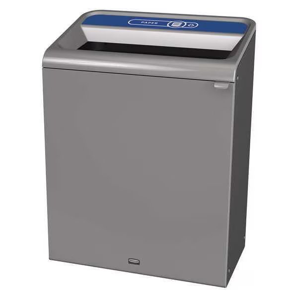 45 gal Rectangular Recycling Bin, Open Top, Gray, Steel, 1 Openings, Rubbermaid Commercial, Mfr#: 1961509