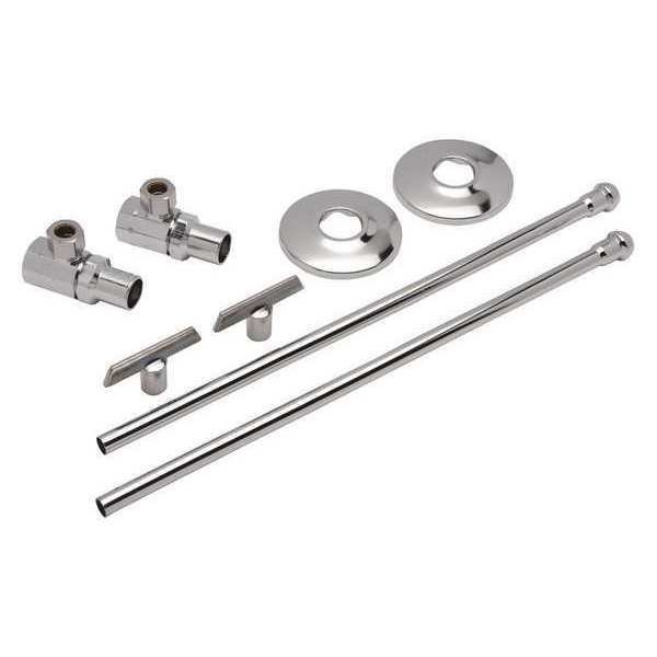 Stop Valve, Chrome, 1/2 in. Pipe Dia., ZURN, Mfr# Z8802-XL-LRLK-PC