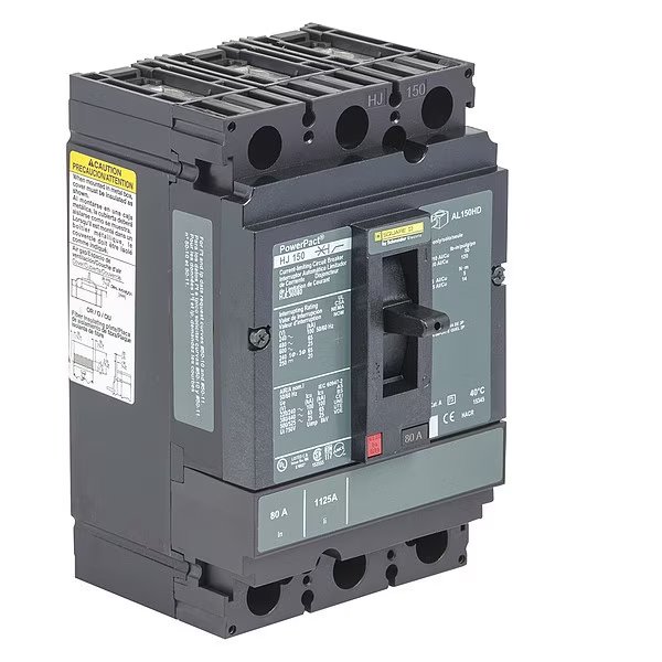Molded Case Circuit Breaker, 150, 600VAC, 3 Pole, Unit Mount Lug Mounting Style, SQUARE D, Mfr# HJL36150