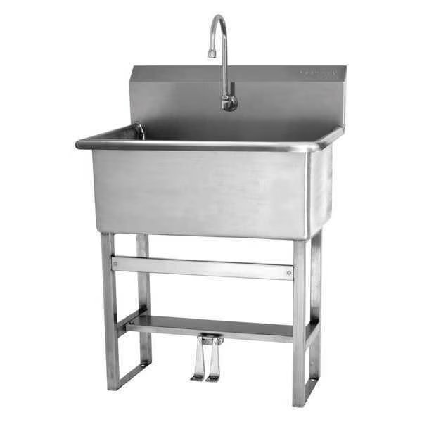 Floor Mount, 1 Hole, Double Foot Pedal, Stainless, Scrub Sink, SANI-LAV, Mfr# 531FS-0.5
