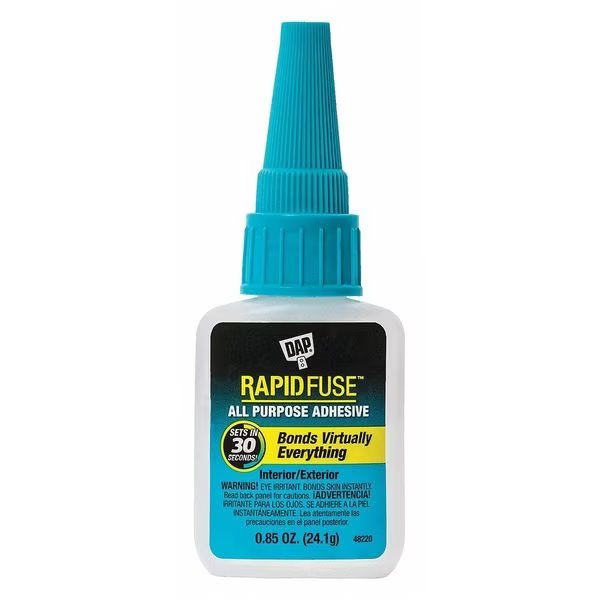 All Purpose Glue, RapidFuse Series, Clear, 0.85 oz, Bottle, Dap, Mfr#: 00155