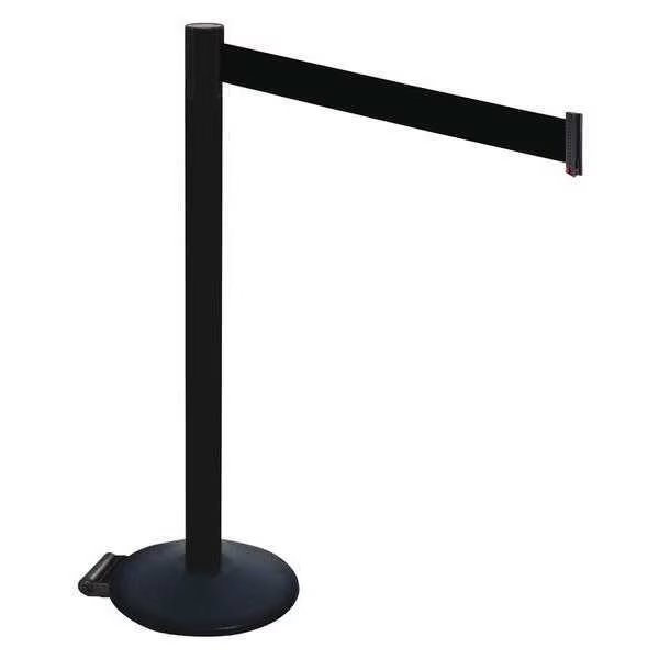 Barrier Post, PVC Post, Blk Belt, w/Wheels, Retracta-Belt, Mfr#: 335PSB-BK