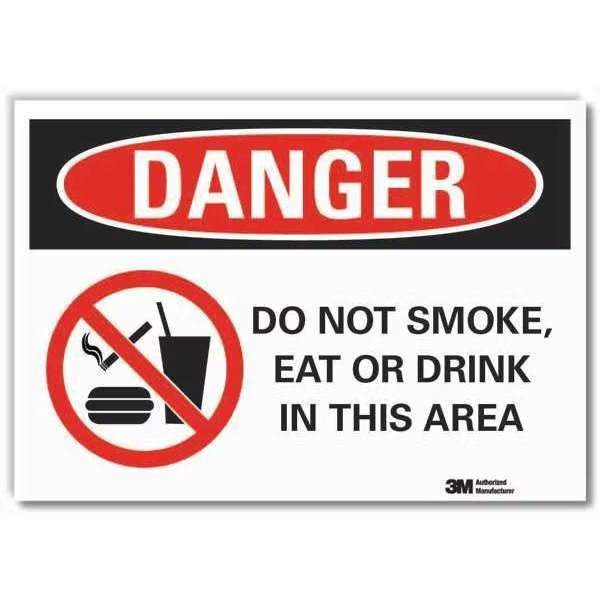 No Smoking Danger Reflective Label, 5 in H, 7 in W, Reflective Sheeting, English, LCU4-0270-RD_7x5, LYLE, Mfr# LCU4-0270-RD_7x5