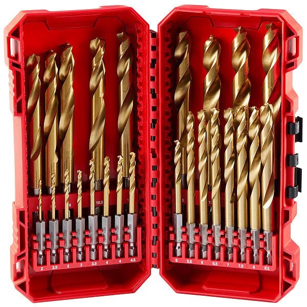 25 pc. SHOCKWAVE Impact Duty RED HELIX Titanium Metric Drill Bit Set, Milwaukee Tool, Mfr#: 48-89-4861