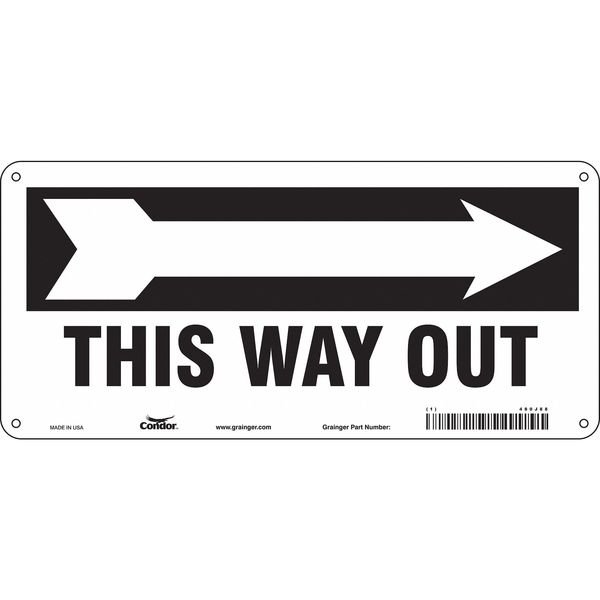 Safety Sign, 6 1/2 in H, 14 in W, Polyethylene, Vertical Rectangle, English, 480J88, Condor, Mfr#: 480J88