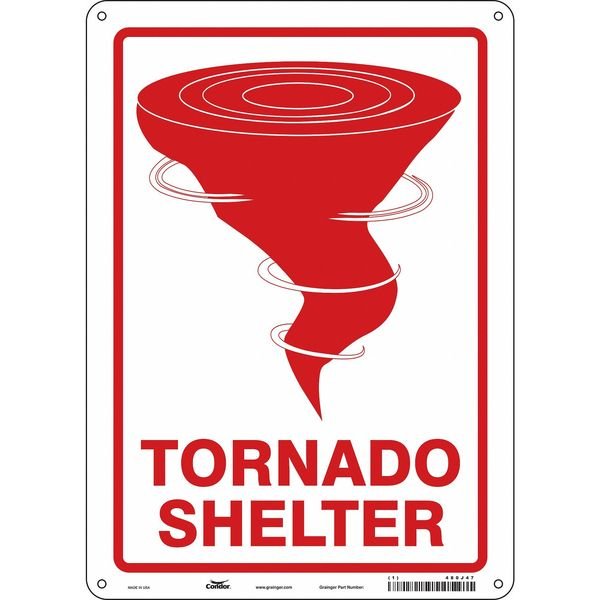 TORNADO SHELTER, 10 in W x 14 in H, Vertical Rectangle, Vinyl, 480J47, Condor, Mfr#: 480J47