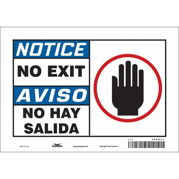 No Exit Sign, English, Spanish, 10