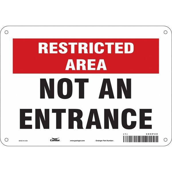 Safety Sign, 7 in Height, 10 in Width, Polyethylene, Vertical Rectangle, English, 480P40, CONDOR, Mfr# 480P40