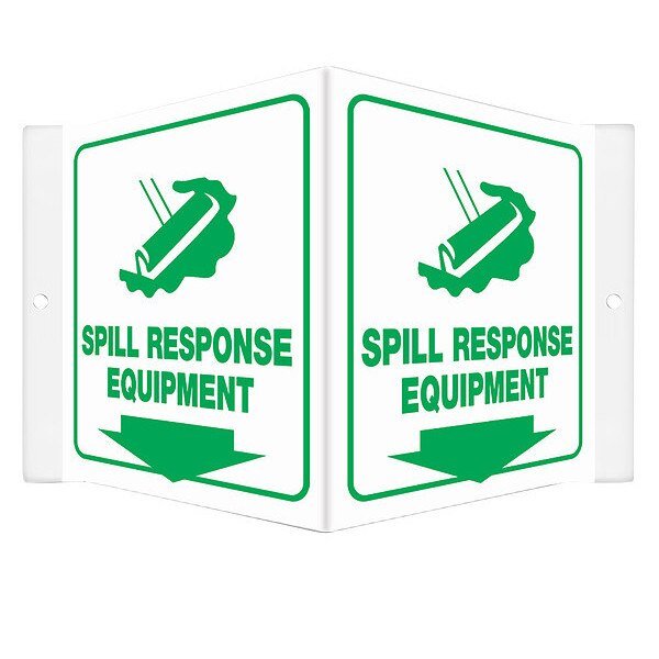 High Visibility Safety Sign, 6 in H, 8 1/2 in W, PETG, V-Shape Projection, English, 480Y83, CONDOR, Mfr# 480Y83