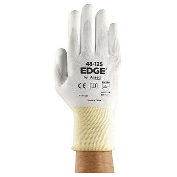 Polyurethane Coated Gloves, Palm Coverage, White, 10, PR, EDGE, Mfr# 48-125