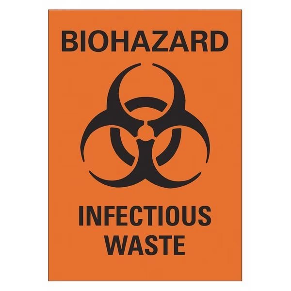 Biohazard Sign, 10 in Height, 7 in Width, Non-PVC Polymer, Horizontal Rectangle, English, LYLE, Mfr# LCU1-0045-ED_7x10
