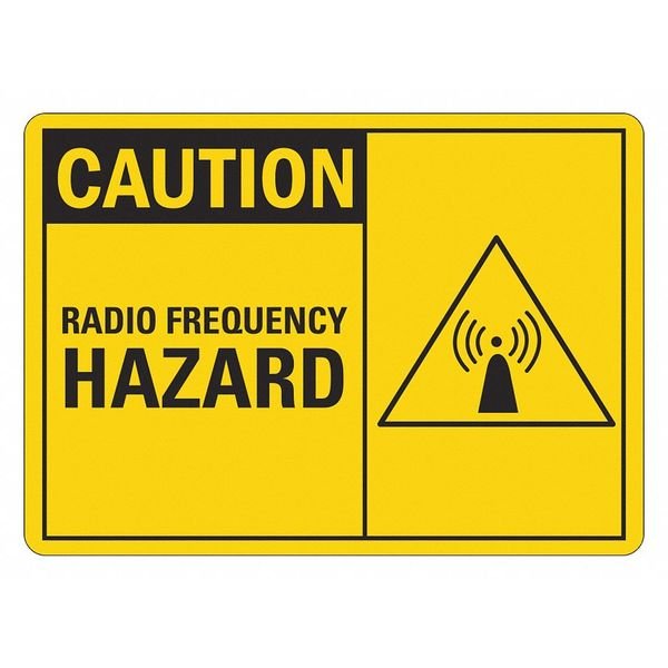 Reflective  Radio Fields Caution Sign, 10 in Height, 14 in Width, Aluminum, Vertical Rectangle, LYLE, Mfr# LCU3-0502-RA_14x10