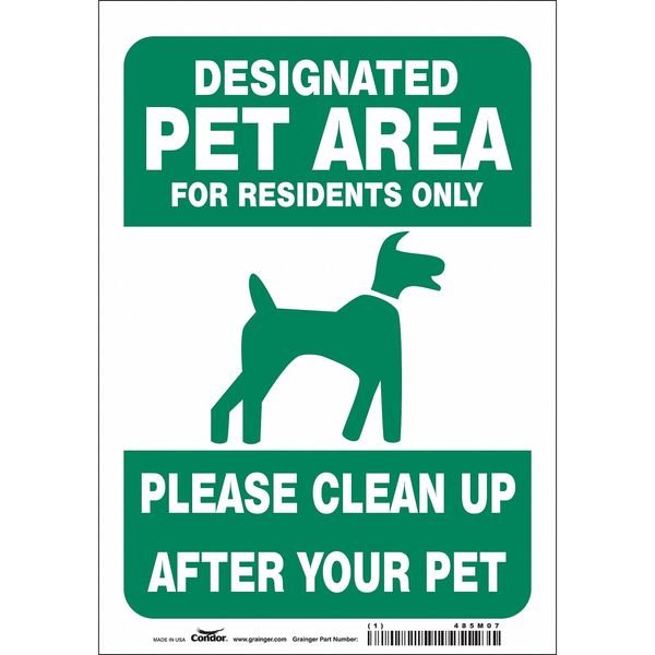 Safety Sign, 10 in Height, 7 in Width, Vinyl, Horizontal Rectangle, English, 485M07, CONDOR, Mfr# 485M07