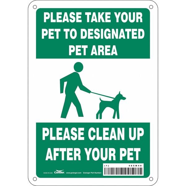 Safety Sign, 10 in Height, 7 in Width, Polyethylene, Horizontal Rectangle, English, 485M48, CONDOR, Mfr# 485M48