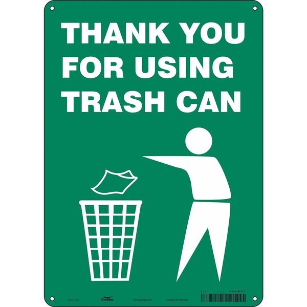 Safety Sign, 14 in Height, 10 in Width, Polyethylene, Vertical Rectangle, English, 485M67, CONDOR, Mfr# 485M67