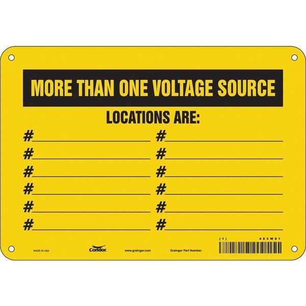 Safety Sign, 7 in Height, 10 in Width, Aluminum, Vertical Rectangle, English, 485W81, CONDOR, Mfr# 485W81