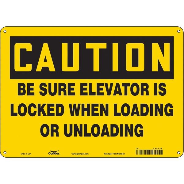 Safety Sign, 10 in Height, 14 in Width, Polyethylene, Horizontal Rectangle, English, 486T30, CONDOR, Mfr# 486T30