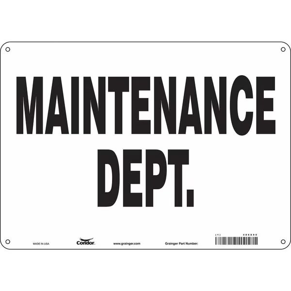 Safety Sign, 10 in Height, 14 in Width, Aluminum, Horizontal Rectangle, English, 486X90, CONDOR, Mfr# 486X90