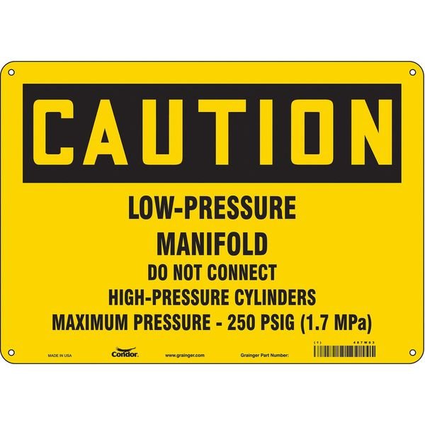Safety Sign, 10 in Height, 14 in Width, Aluminum, Horizontal Rectangle, English, 487W83, CONDOR, Mfr# 487W83