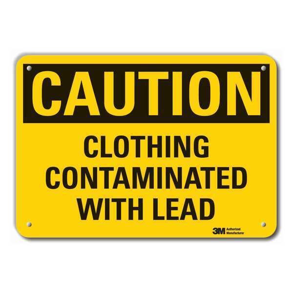 Reflective  Lead Caution Sign, 10 in Height, 14 in Width, Aluminum, Horizontal Rectangle, English, LYLE, Mfr# LCU3-0332-RA_14x10