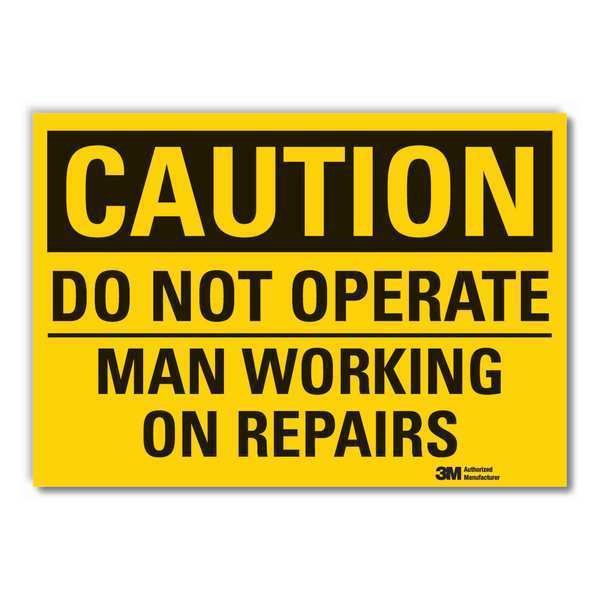 Machine & Operation Caution Reflective Label, 10 in Height, 14 in Width, Reflective Sheeting, LYLE, Mfr# LCU3-0366-RD_14x10