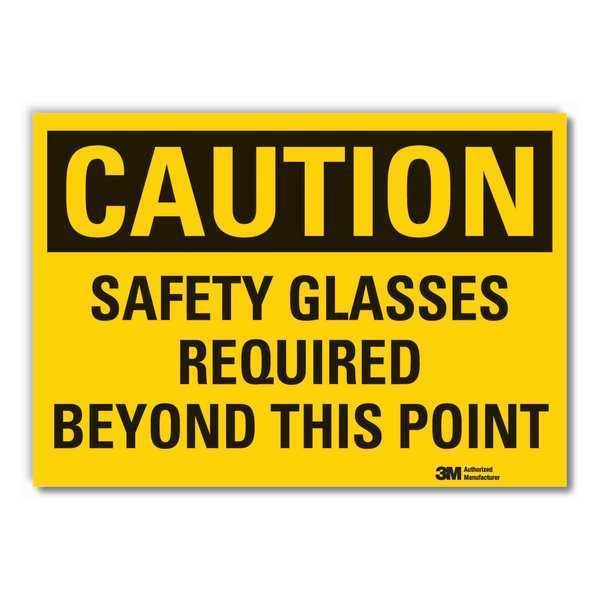 Caution Sign, 7 in H, Vinyl, Safety Glasses, LCU3-0382-RD_10x7, LYLE, Mfr# LCU3-0382-RD_10x7