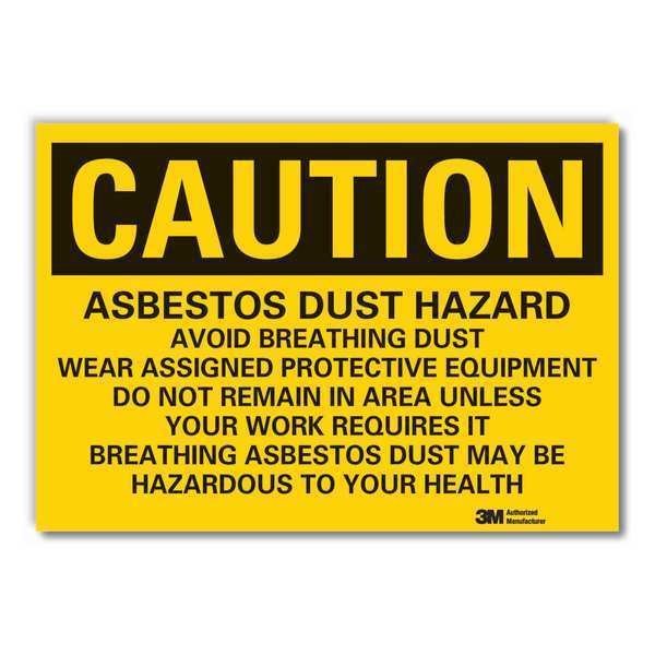 Asbestos  Caution Reflective Label, 5 in Height, 7 in Width, Reflective Sheeting, English, Lyle, Mfr#: LCU3-0492-RD_7x5