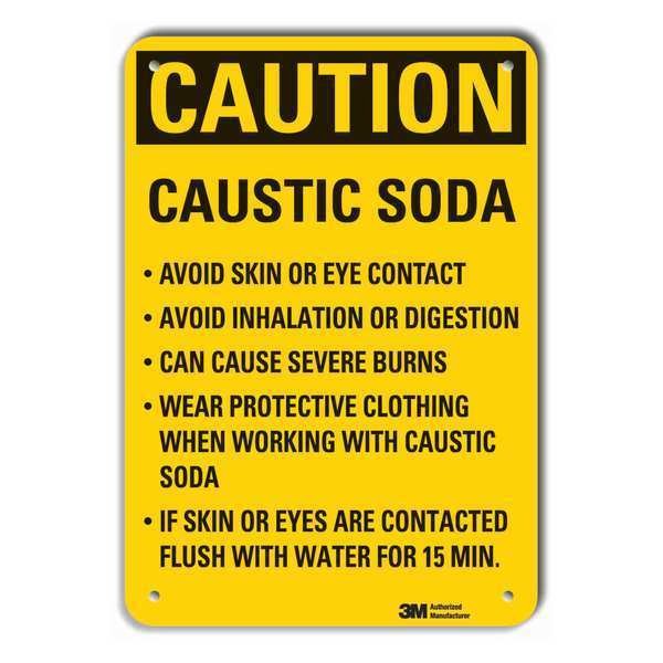Reflective  Caustic Caution Sign, 14 in Height, 10 in Width, Aluminum, Vertical Rectangle, English, LYLE, Mfr# LCU3-0494-RA_14x10