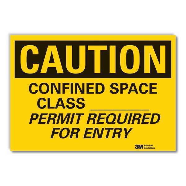 Caution Sign, 7 in H, Vinyl, Confined Space, LCU3-0441-RD_10x7, Lyle, Mfr#: LCU3-0441-RD_10x7