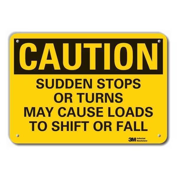 Reflective Lift Truck Traffic Caution Sign, 10 in H, 14 in W, Aluminum, English, LCU3-0437-RA_14x10, LYLE, Mfr# LCU3-0437-RA_14x10