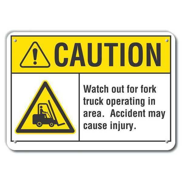 Reflective Lift Truck Traffic Caution Sign, 7 in H, 10 in W, Vertical Rectangle, LCU3-0014-RA_10x7, Lyle, Mfr#: LCU3-0014-RA_10x7