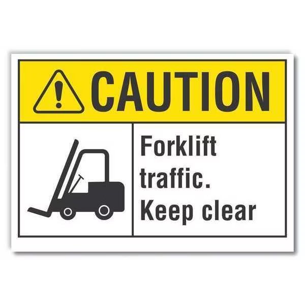 Lift Truck Traffic Caution Reflective Label, 5 in H, 7 in W, LCU3-0120-RD_7x5, Lyle, Mfr#: LCU3-0120-RD_7x5