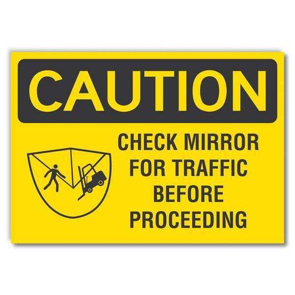 Caution Sign, 10 in H, 14 in W, Non-PVC Polymer, Horizontal Rectangle, English, LCU3-0135-ED_14x10, Lyle, Mfr#: LCU3-0135-ED_14x10