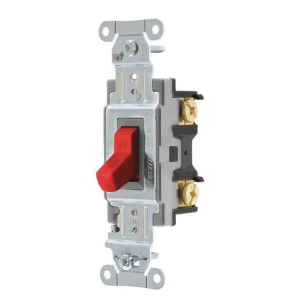Wall Switch, 20A, Red, 1 HP, 1-Pole Switch, HUBBELL, Mfr# CSB120R