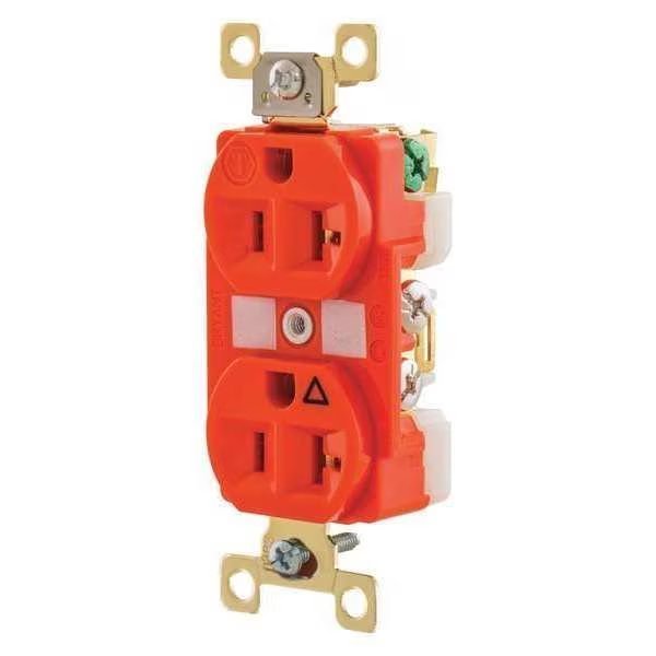 Receptacle, 20 A Amps, 125V AC, Flush Mount, Standard Duplex Outlet, 5-20R, Orange, EnjoyTool select, Mfr# BRY5362IG
