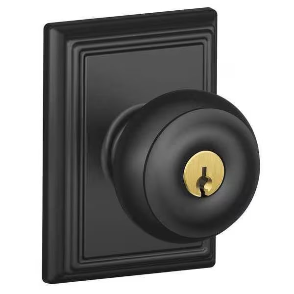 Matte Black Entrance Knob Lockset, Georgian/Addison