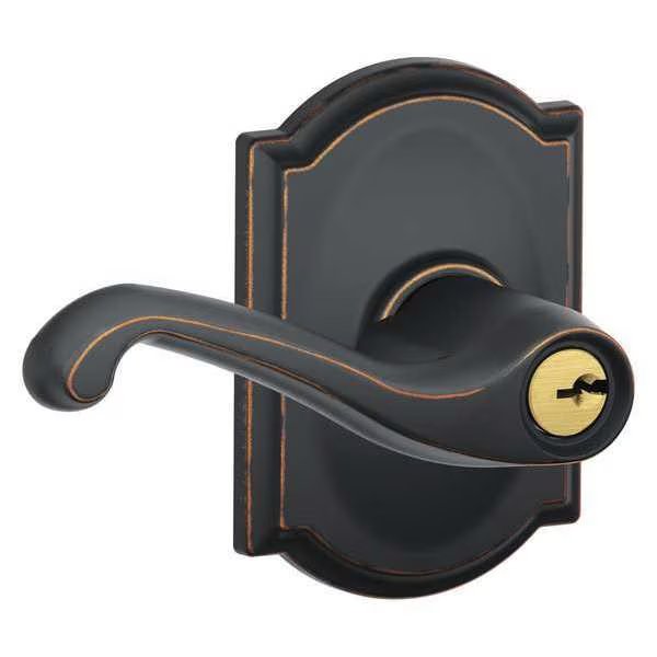 Lever Lockset, Mechanical, Entrance, Grd. 2, Schlage, Mfr#: F51A FLA 716 CAM