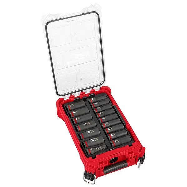 1/2 in Drive Socket Set Metric, SAE 16 Pieces 10 mm to 24 mm , Chrome, Milwaukee Tool, Mfr#: 49-66-6803