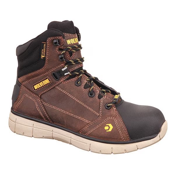 Size 12 Men's 6 in Work Boot Composite Work Boot, Brown, WOLVERINE, Mfr# W10797