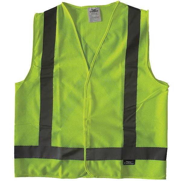 Safety Vest, Yellow/Green, L, Hook-and-Loop, CONDOR, Mfr# 491R85